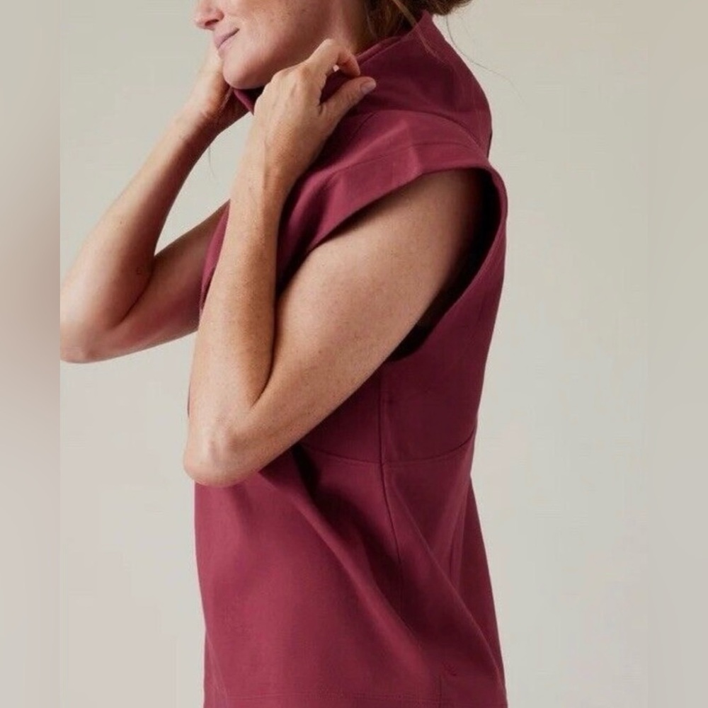 Athleta Sundown Red Sleeveless Activewear Gym Weights Walking Sweatshirt Hoodie - Picture 6 of 12